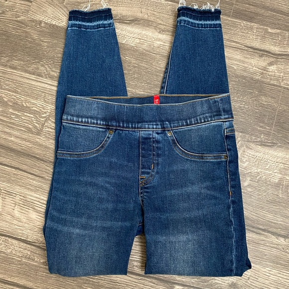 SPANX distressed ankle skinny jeans medium wash NWOT size xs - Picture 4 of 11